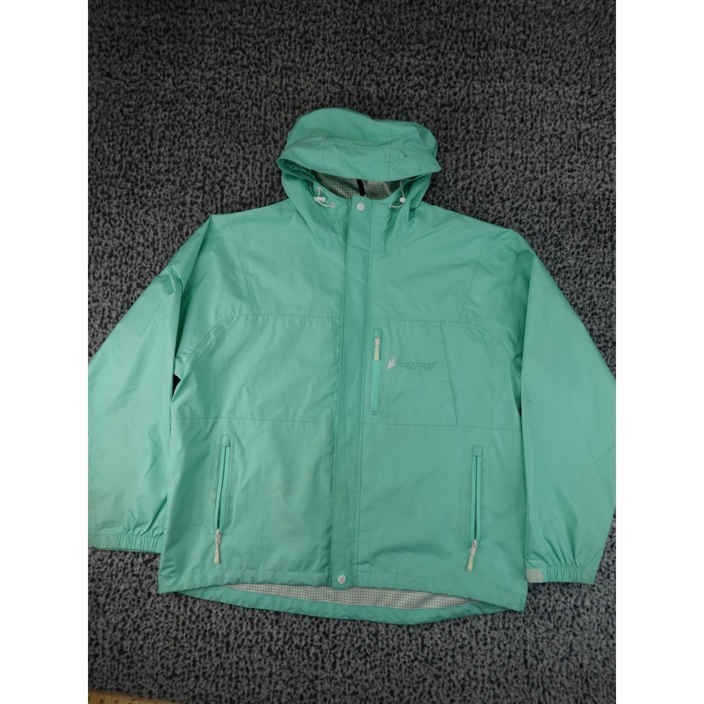 Frogg Toggs Rain Jacket Womens Green Fair Full‎ Zip Hooded Outdoor Shell